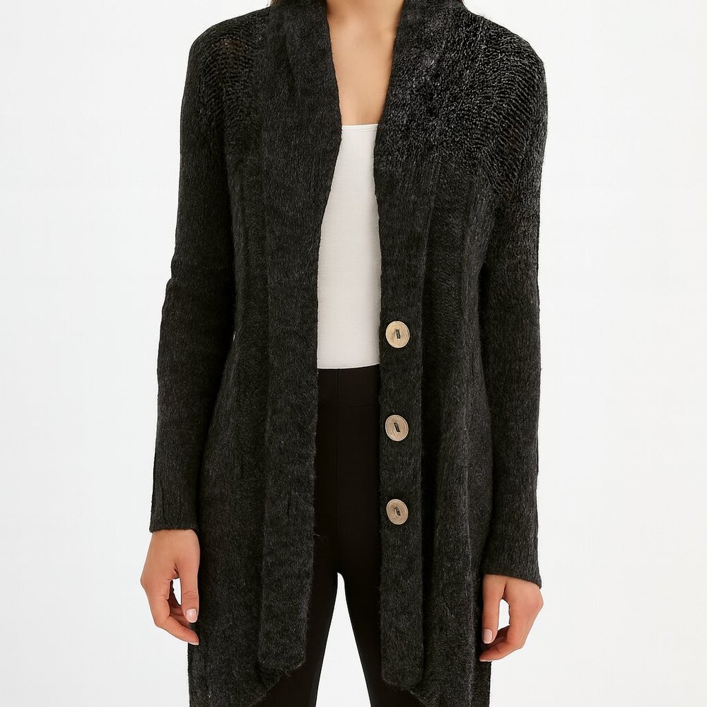 Dex Gray Flowy Cable Knit Cardigan